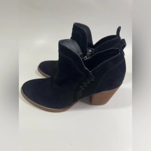 Sam Edelman Women’s Size 6 Black Suede ‘Mathia’ Stacked Heel Side Zip Ankle Boot - Picture 4 of 12